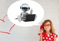 Happy girl with red vintage phone playing at home. Valentines day concept